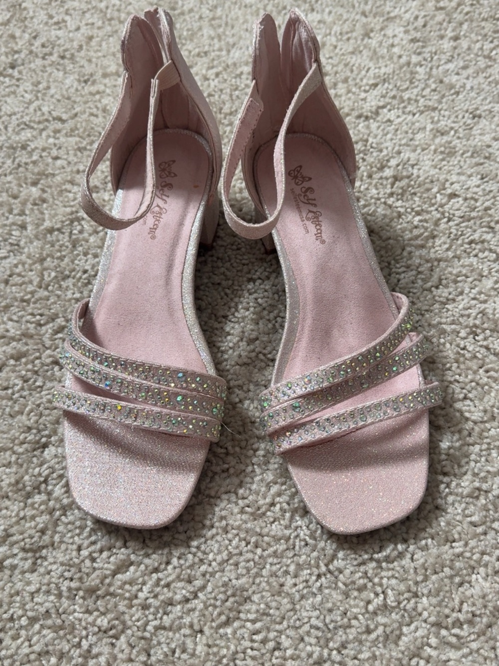 Sparkle Pink Strappy Block Heel Sandals